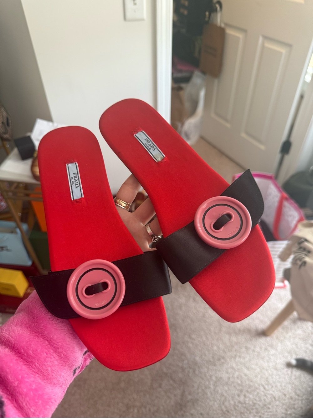 Prada button sandals